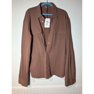 Zyia Active Mens Dusty Pacific Crest Shirt Brown Long Sleeve Button Up L NWT